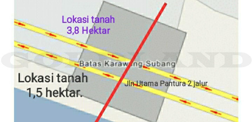Kode : 14664 (Bn/At), Tanah Dijual Cikampek , Luas 1.5 HA , Jawa Barat