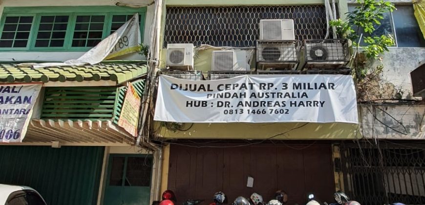 Kode : 14835 (Jm/Ha), Ruko Dijual Hayam wuruk, Luas 67.5 meter (4.5×15 m2), Jakarta Pusat