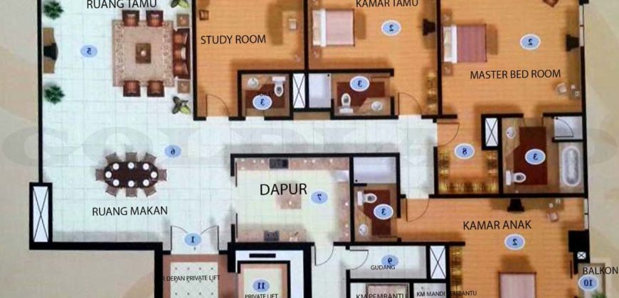 Kode : 16498 (Bn), Dijual Apartmenet Belleza, Luas 279 meter, Jakarta Selatan
